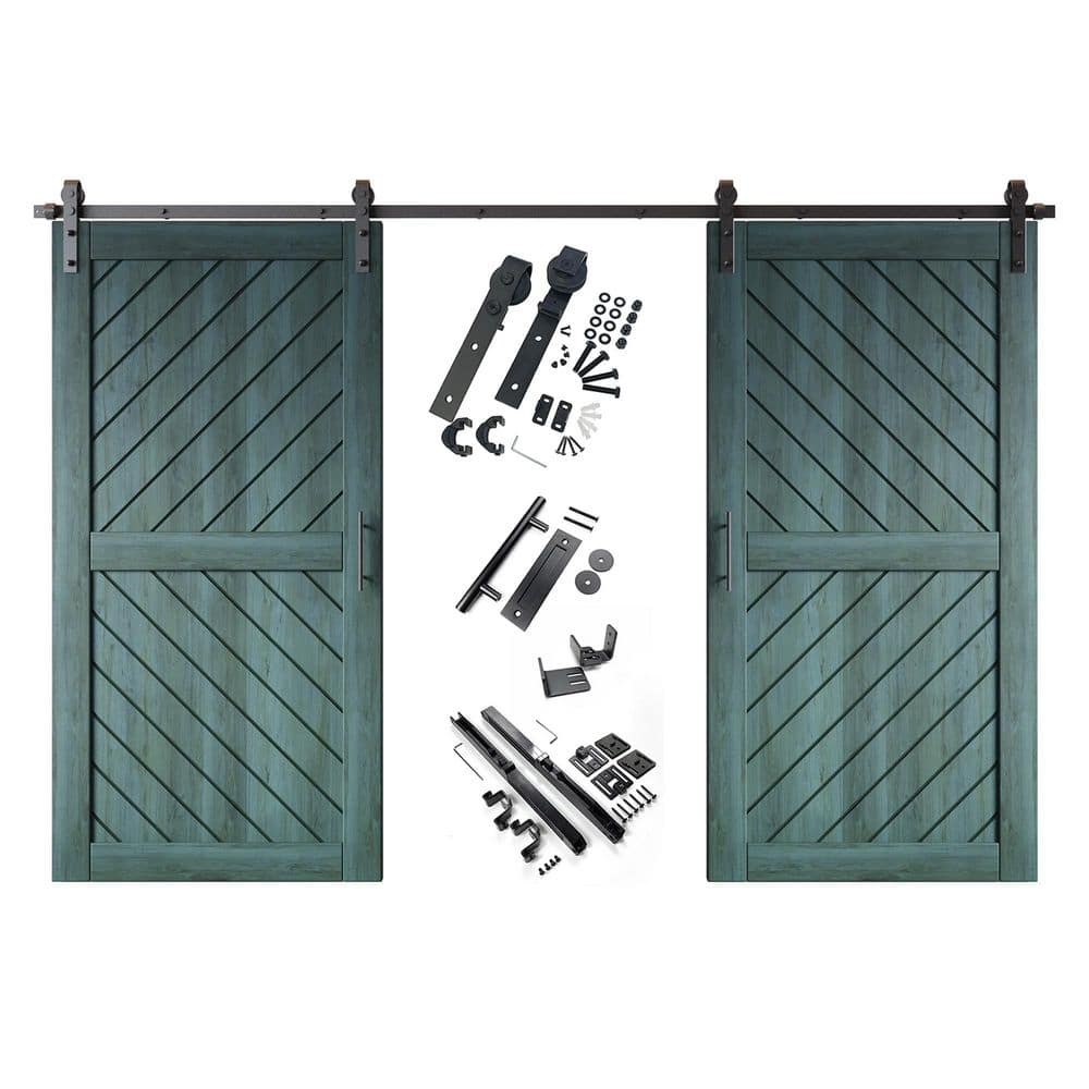 XT3 36 in. x 80 in. C-Panel Royal Pine Slanted Stripe Design Double Pine Wood Sliding Barn Door with Hardware Kit price history on PriceWatchPro