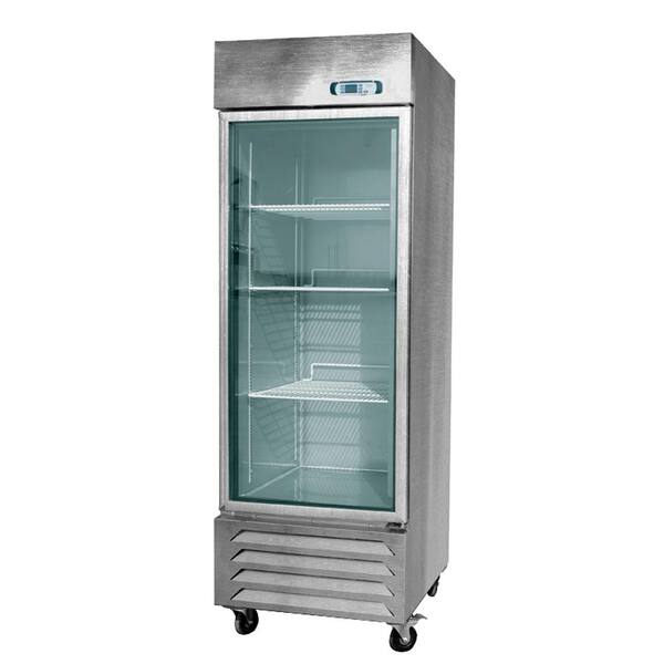 EQ Kitchen Line 21.1 cu. ft. 31x31x79 in. 1 Glass-Door Commercial Refrigerator in Stainless Steel Sliver