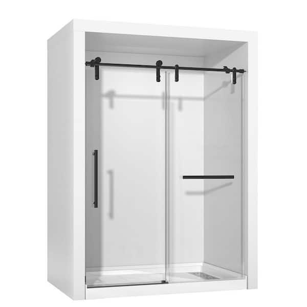 56-60 in. W x 75.5 in. H Sliding Frameless Glass Shower Door with 5/16 in. (8 mm) Clear Tempered Glass