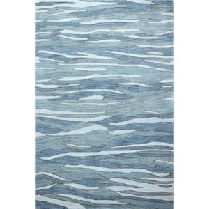 Greenwich Blue 6 ft. x 9 ft. (5'6" x 8'6") Abstract Contemporary Area Rug