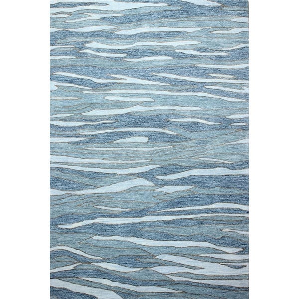 BASHIAN Greenwich Blue 6 ft. x 9 ft. (5'6" x 8'6") Abstract Contemporary Area Rug
