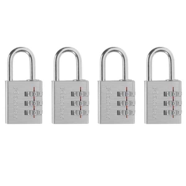 Master Lock Combination Lock, Resettable 3-Dial, 4 Pack