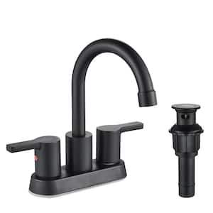 4 in. Centerset 2 Handle Lead-Free Bathroom Faucet in Matte Black