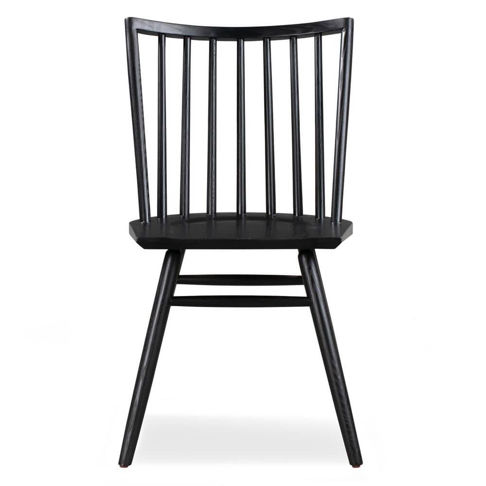 Black High Back Solid Wood Slat Dining Chair