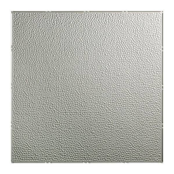 Fasade Hammered 2 ft. x 2 ft. Vinyl Lay-In Ceiling Tile in Argent Silver