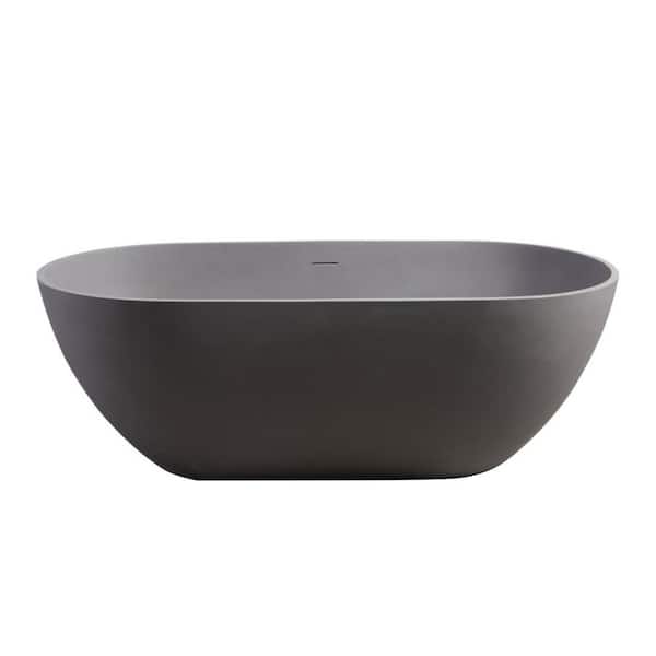 63 in. x 29.5 in. Soaking Bathtub with Center Drain in Matte Grey