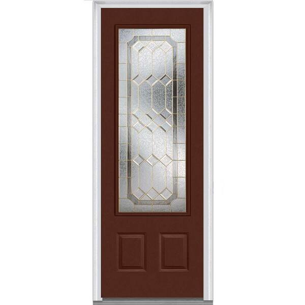 MMI Door 36 in. x 96 in. Majestic Elegance Right-Hand Inswing 3/4-Lite Decorative Painted Fiberglass Smooth Prehung Front Door