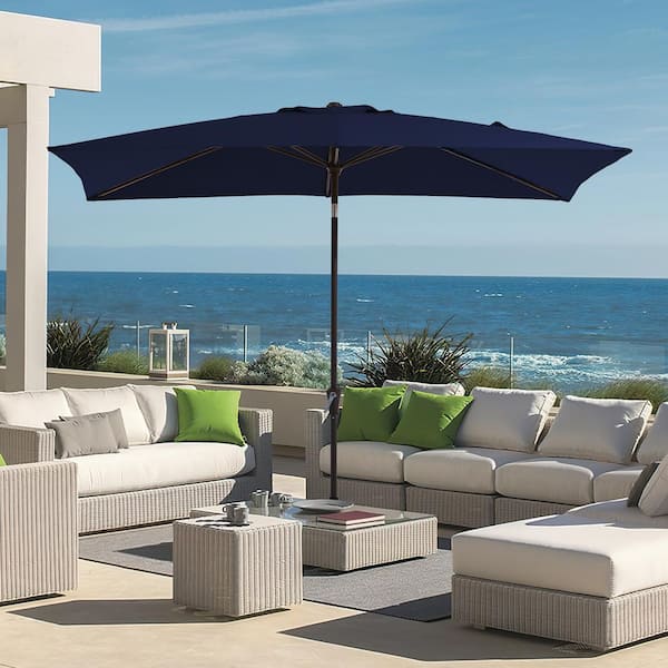 6.5 ft. x 10 ft. Steel Market Tilt Patio Umbrella in Navy