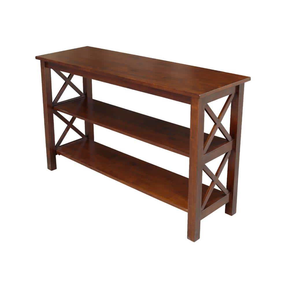 Espresso Transitional Rectangular Console Table with Storage