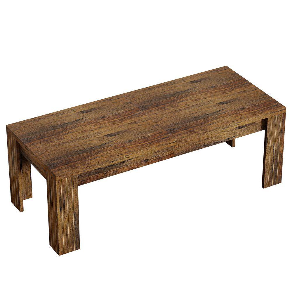 Roesler Industrial Simple Dark Brown Wood 78.74 in 4 Legs Dinning Room Dinner Kitchen Rectangular Dining Table Seats 6