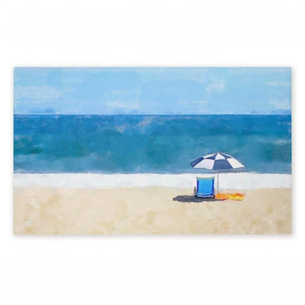 Sunny Beach Day Seat Blue 18 in. x 30 in. Polyester Non-Slip Outdoor Door Mat
