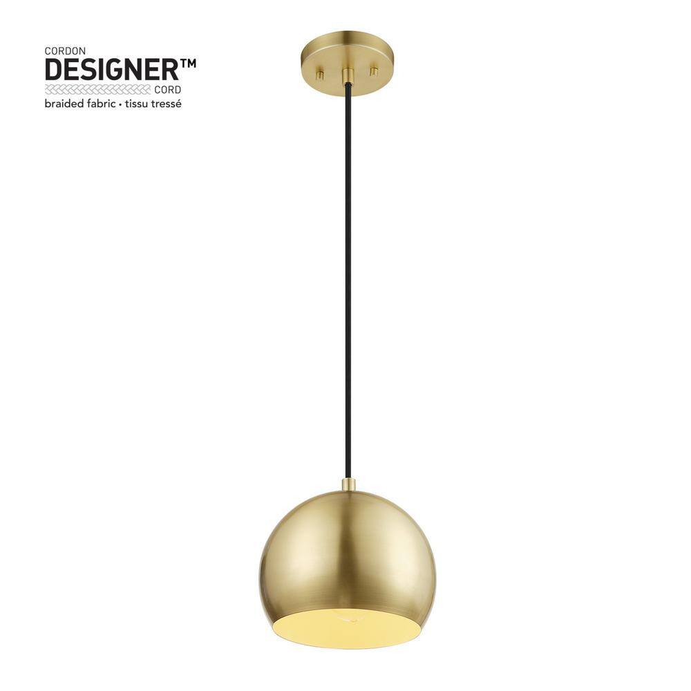Maya Vintage Glam 8" Mini Globe Pendant in Matte Brass