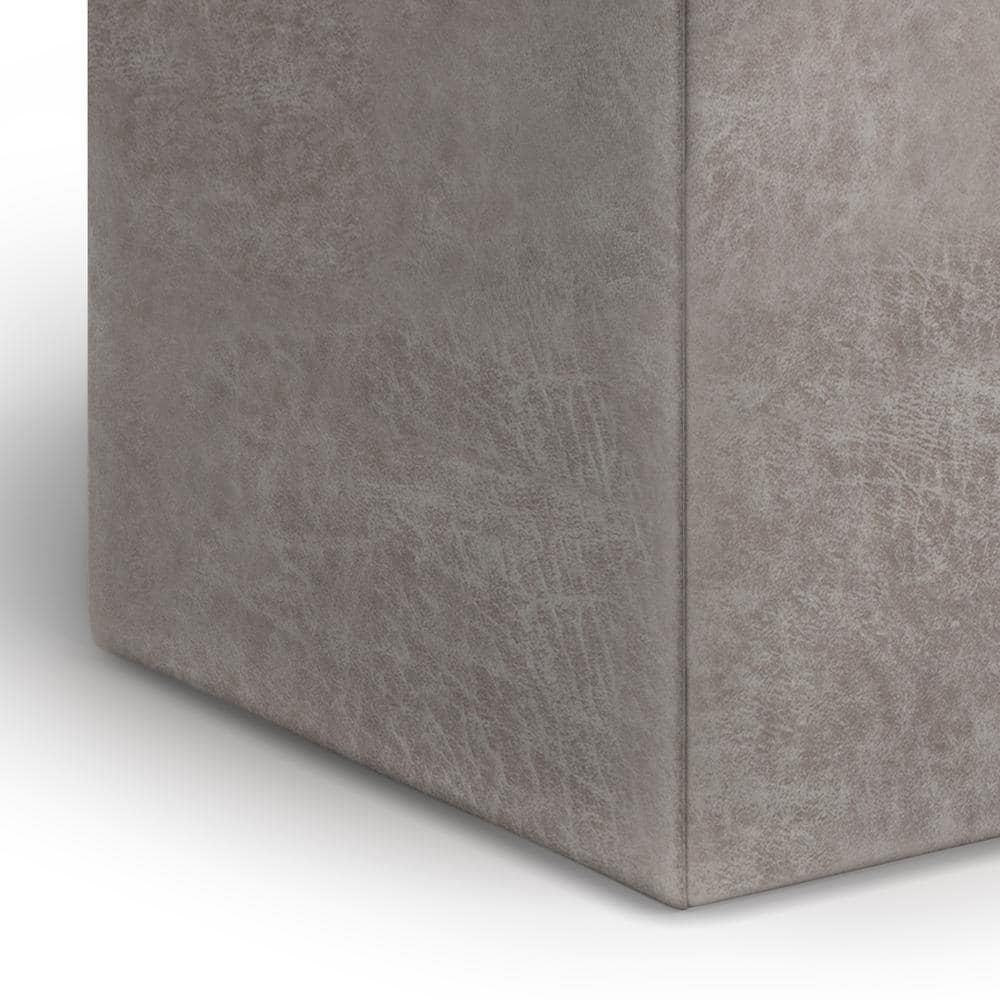Rockwood Contemporary Square Cube Storage Ottoman in Distressed Grey