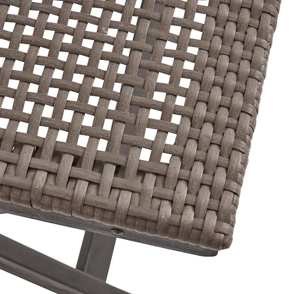 2-Pieces Outdoor Foldable Wood and Wicker Dining Chairs for Garden in Brown and Gray