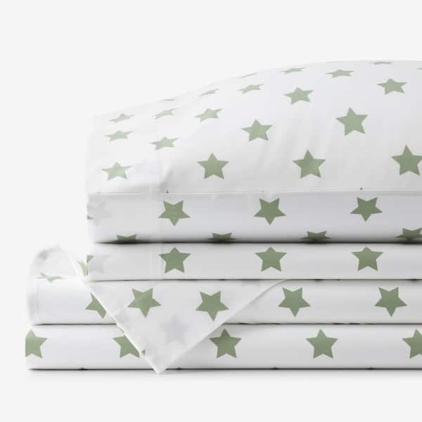 The Company Store Stars Moss Organic Cotton Percale Full Sheet Set