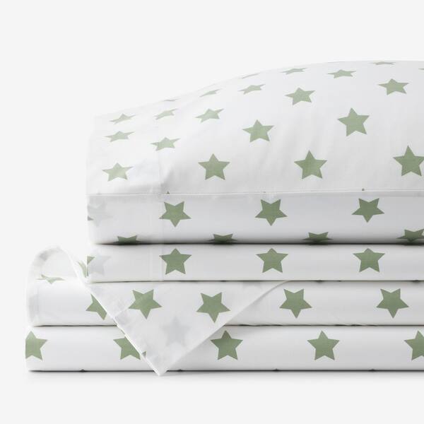 The Company Store Stars Moss Organic Cotton Percale Queen Sheet Set