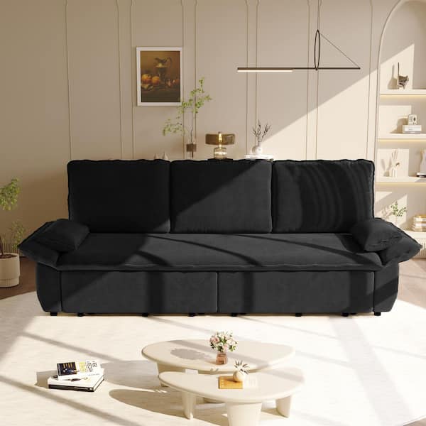 Harper & Bright Designs 94.5 in. W 3-in-1 Convertible Black Soft