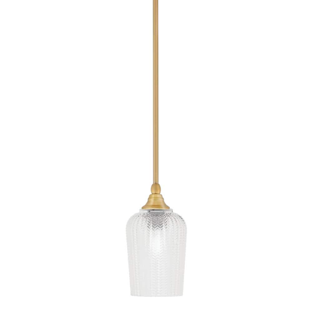 Sparta 100-Watt 1-Light New Age Brass Shaded Pendant Light Mini Pendant wit