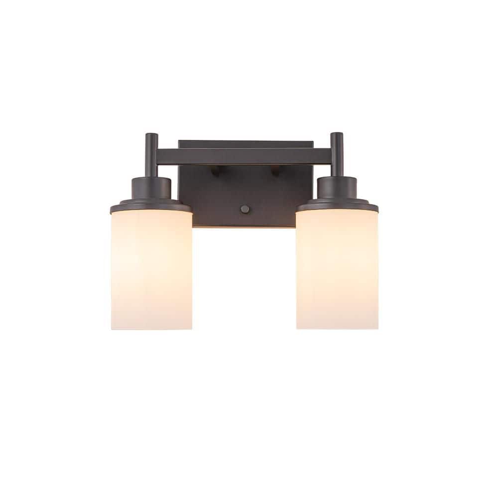 Modern 12 in. 2-Light Dark Brown Vanity Light with Opal Glass Shades price history on PriceWatchPro