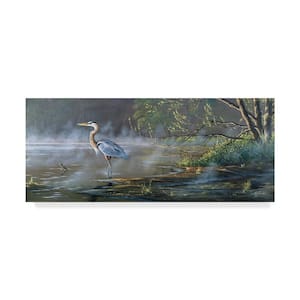 Quiet Cove Great Blue Heron by Wilhelm Goebel Animal Hidden Frame 20 in. x 47 in.