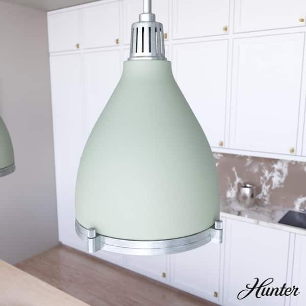 Hunter Bluff View 3 Light Soft Sage Island Pendant Light with Metal Shade Dining Room Light