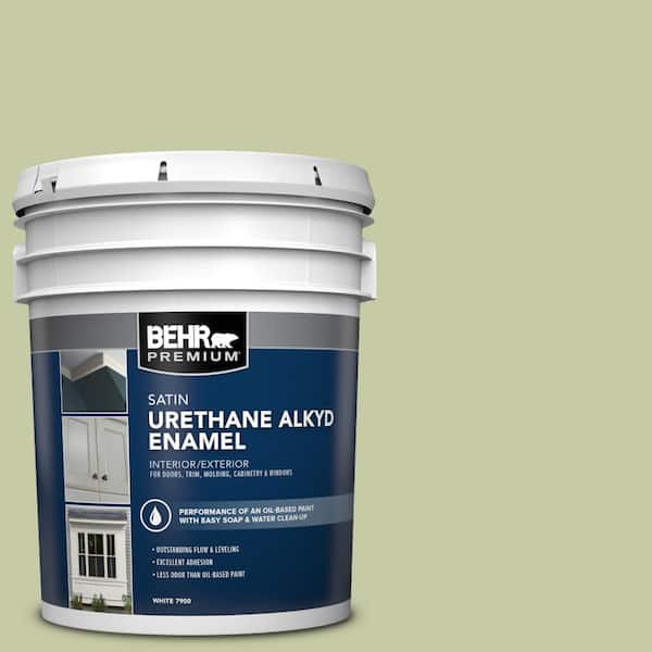 BEHR PREMIUM 5 gal. #M350-3 Sap Green Urethane Alkyd Satin Enamel Interior/Exterior Paint