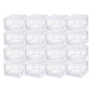 10.25 in. x 10.25 in. Clear Stackable Plastic 1-Drawer Organization Container, 16 Pack