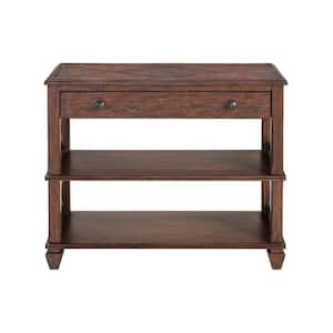 Stockbridge 36 in. Distressed Cherry Rectangle Wood Console Table with Drawer