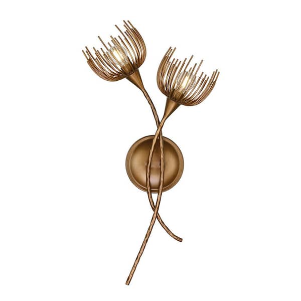 Breegan Jane Protea 13.38 in. W x 27.25 in. H 2-Light Manchester Dimmable Wall Sconce