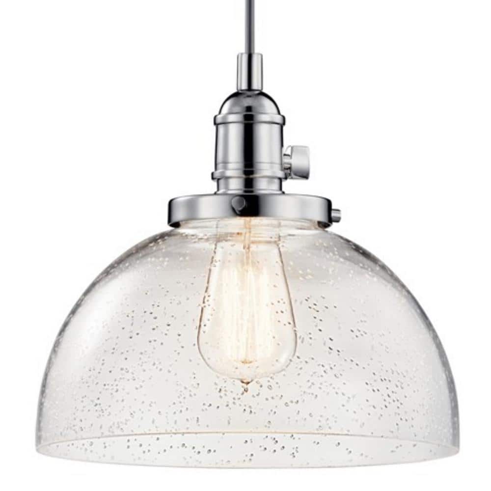 Avery Chrome Mini Pendant with Clear Seeded Glass