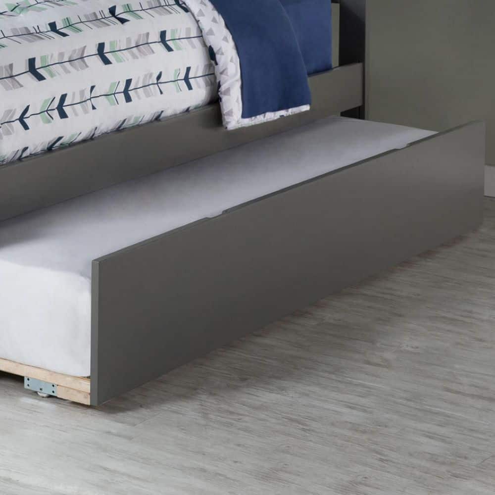 Urban Trundle Bed Gray Solid Wood Twin Roll Out Trundle Bed