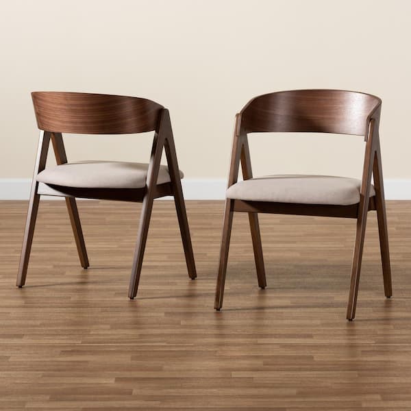 Baxton Studio Danton Beige and Walnut Brown Dining Chair Set of 2