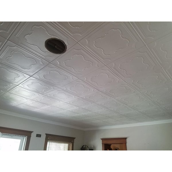 Coronado 1.6 ft. x 1.6 ft. Glue Up Foam Ceiling Tile in Plain White (21.6 sq. ft./case)