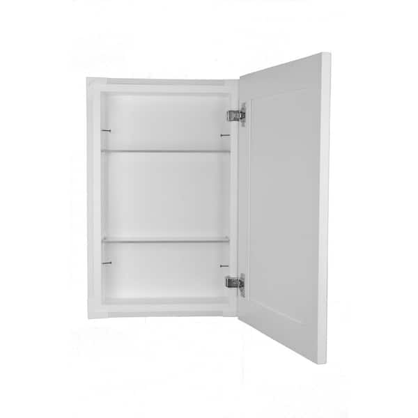 WG Wood Products Fieldstone Shaker 15.5 in. W x 29.5 in. H White Enamel Recessed Medicine Cabinet without Mirror Style Frameless