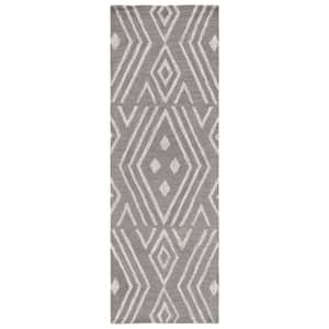 SAFAVIEH Micro-Loop Grey/Ivory 4 ft. x 6 ft. Multi-Diamond Geometric ...