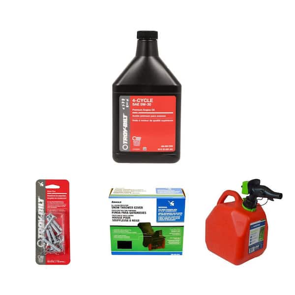 20 oz. 5W-30 4-Cycle Snow Blower Engine Oil, Shear Pins (Set of 6), 30 in. Snow Blower Cover, and 2 Gal. Gas Can