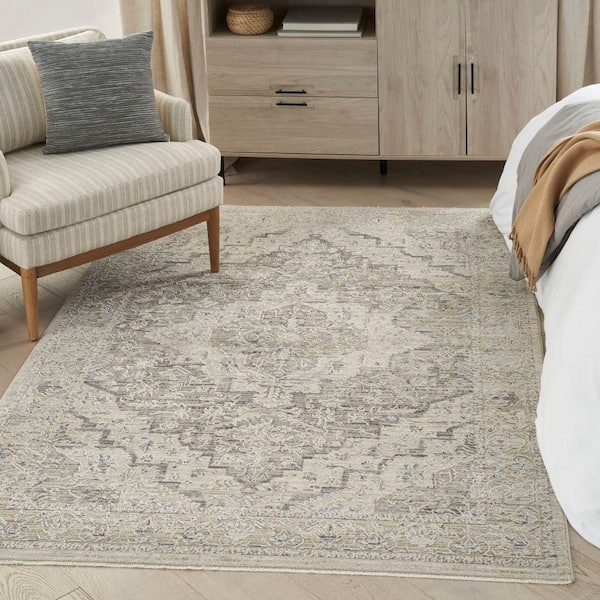 Nyle Ivory Taupe 5 ft. x 8 ft. All-Over Design Transitional Area Rug