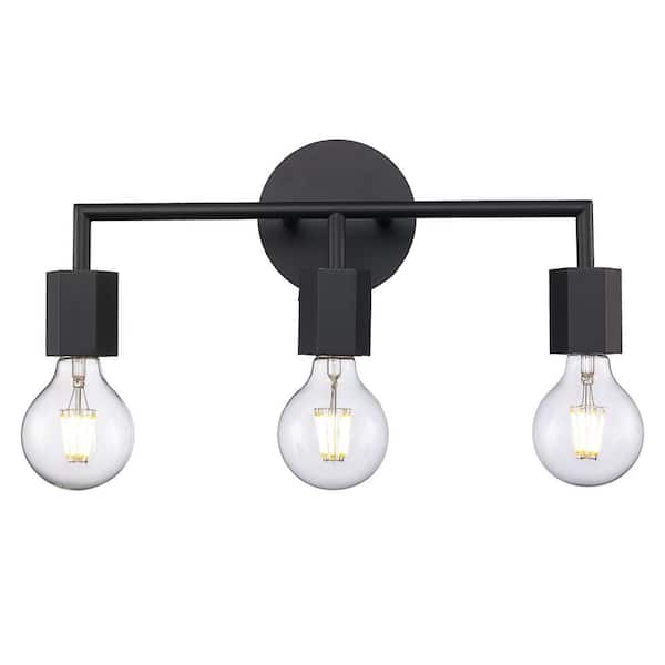 Black vanity deals light 3 bulb