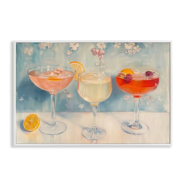 Stupell Industries Fun Fruity Cocktails by Arlington Prints White Framed Food Giclee Art Print 16 in. x 24 in.