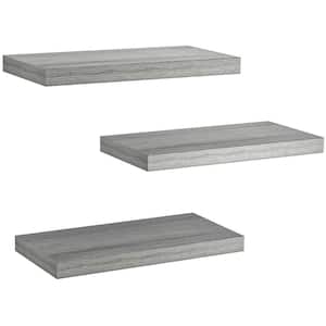 15 in. W x 6.7 in. D Gray Floating Decorative Wall Shelf (Set of 3)