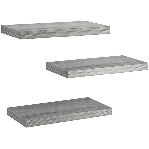 Unbranded 15 in. W x 6.7 in. D Gray Floating Decorative Wall Shelf (Set of 3)