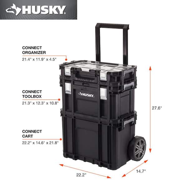 Husky 22 in. Connect Rolling System and 22 in. Connect Canti Organizer Black