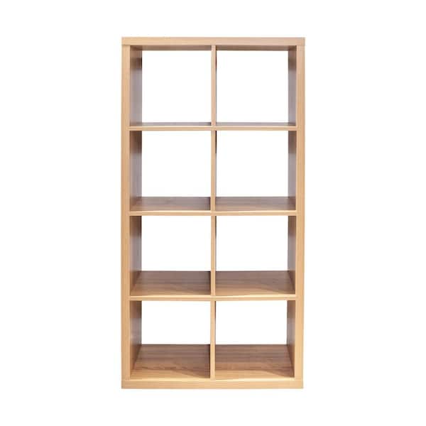 Tatahance Walnut 8-Cube Organizer Storage Cabinet with Opened Back Shelves