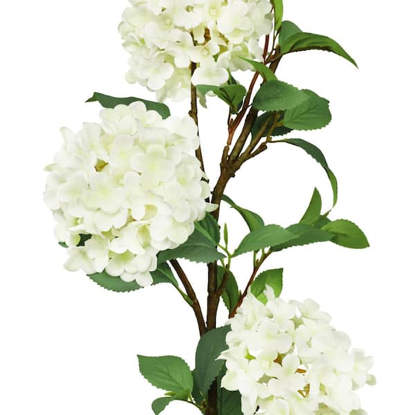 38 in. Deluxe Cream White Artificial Hydrangea Flower Stem Spray Branch (Set of 2)