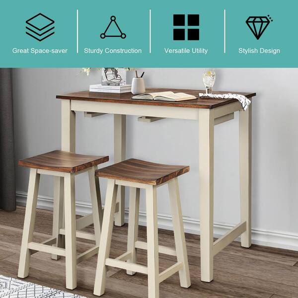 3-Tier Home Bar Table Unit, 59 Counter Height Pub Table with Storage