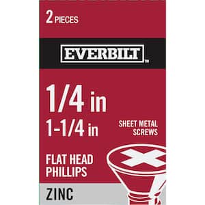 #14 x 1-1/4 in. Zinc Plated Phillips Flat Head Sheet Metal Screw (2-Pack)
