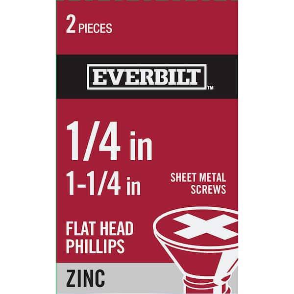 Everbilt #14 x 1-1/4 in. Zinc Plated Phillips Flat Head Sheet Metal Screw (2-Pack)
