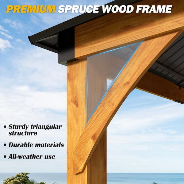 COVERONICS 11 ft. x 13 ft. Outdoor Spruce Wood Frame Gazebo