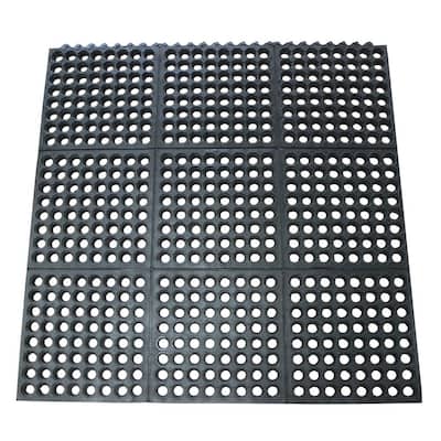 Dura-Chef Commercial Interlock - Black - 1/2 in. x 36 in. x 36 in. - Rubber Anti-Fatigue Mat (Pack of 4)