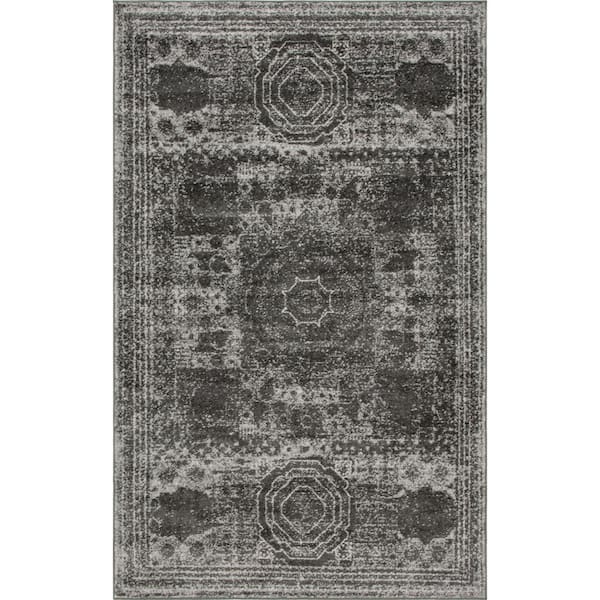 Unique Loom Bromley Wells Dark Gray 5 ft. x 8 ft. Area Rug
